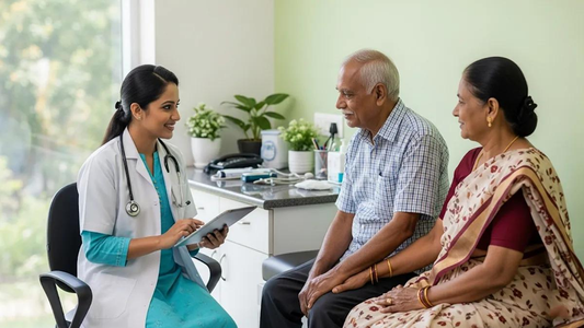 Older Indian man experiencing knee joint pain, a common symptom of arthritis
